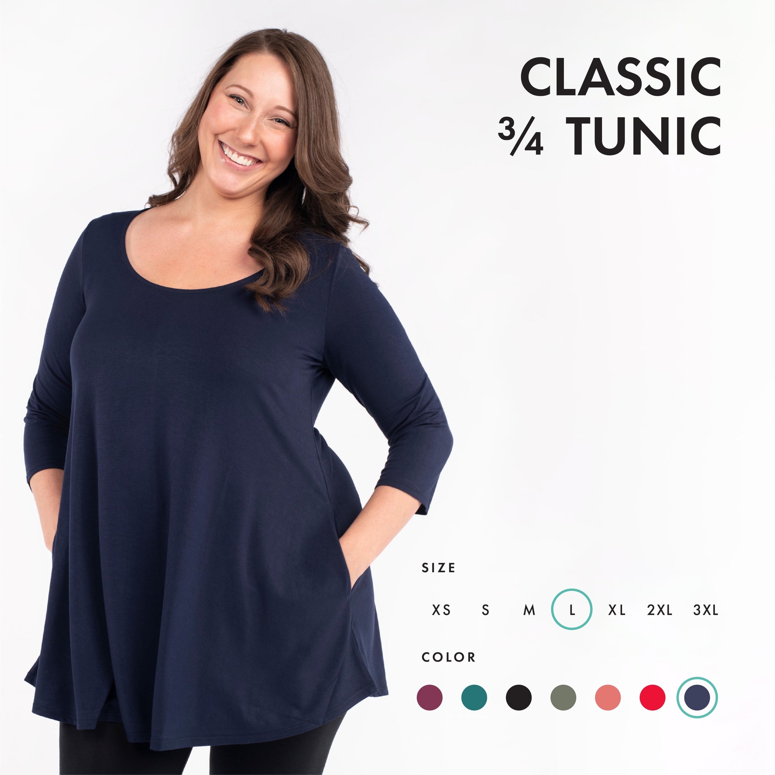 Classic 3/4 Tunic - Midnight (Navy Blue)  SweetLegs New Westminster with  Katerina
