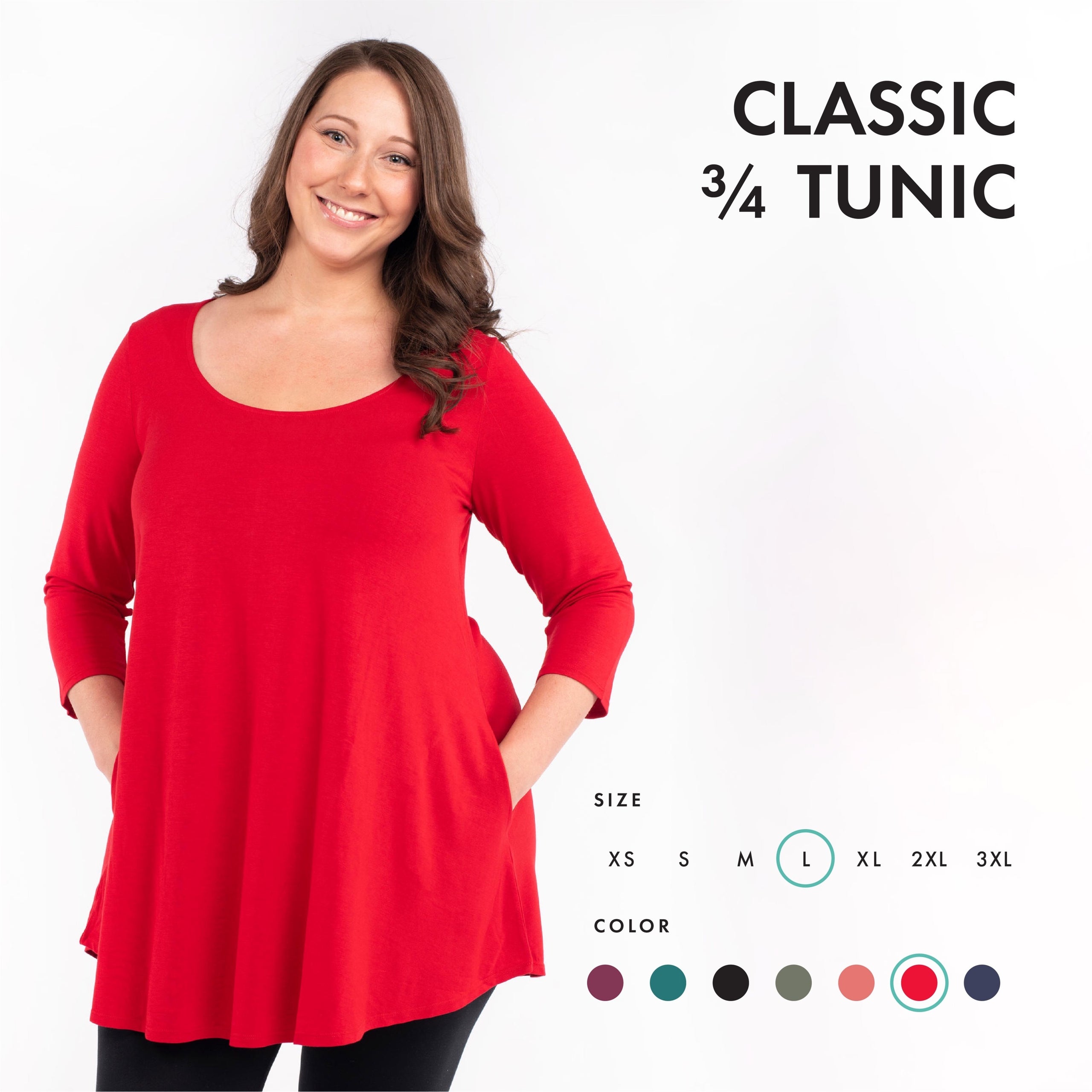 Classic 3/4 Tunic - Scarlet  SweetLegs New Westminster with Katerina
